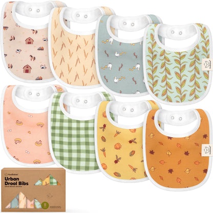 KeaBabies 8-Pack Organic Baby Bibs for Drooling and Teething (Pets & Paws)