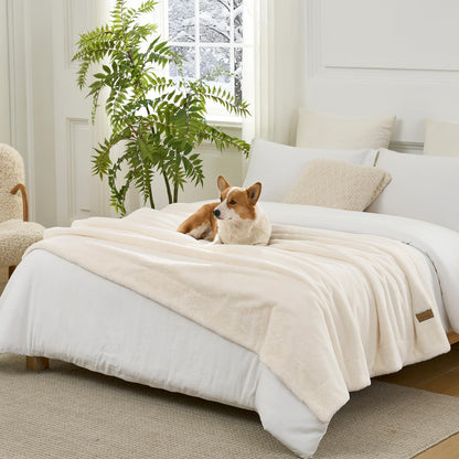 COZY KISS Waterproof Pet Blanket for Large Dog & Cat, 30x40 inch Cream
