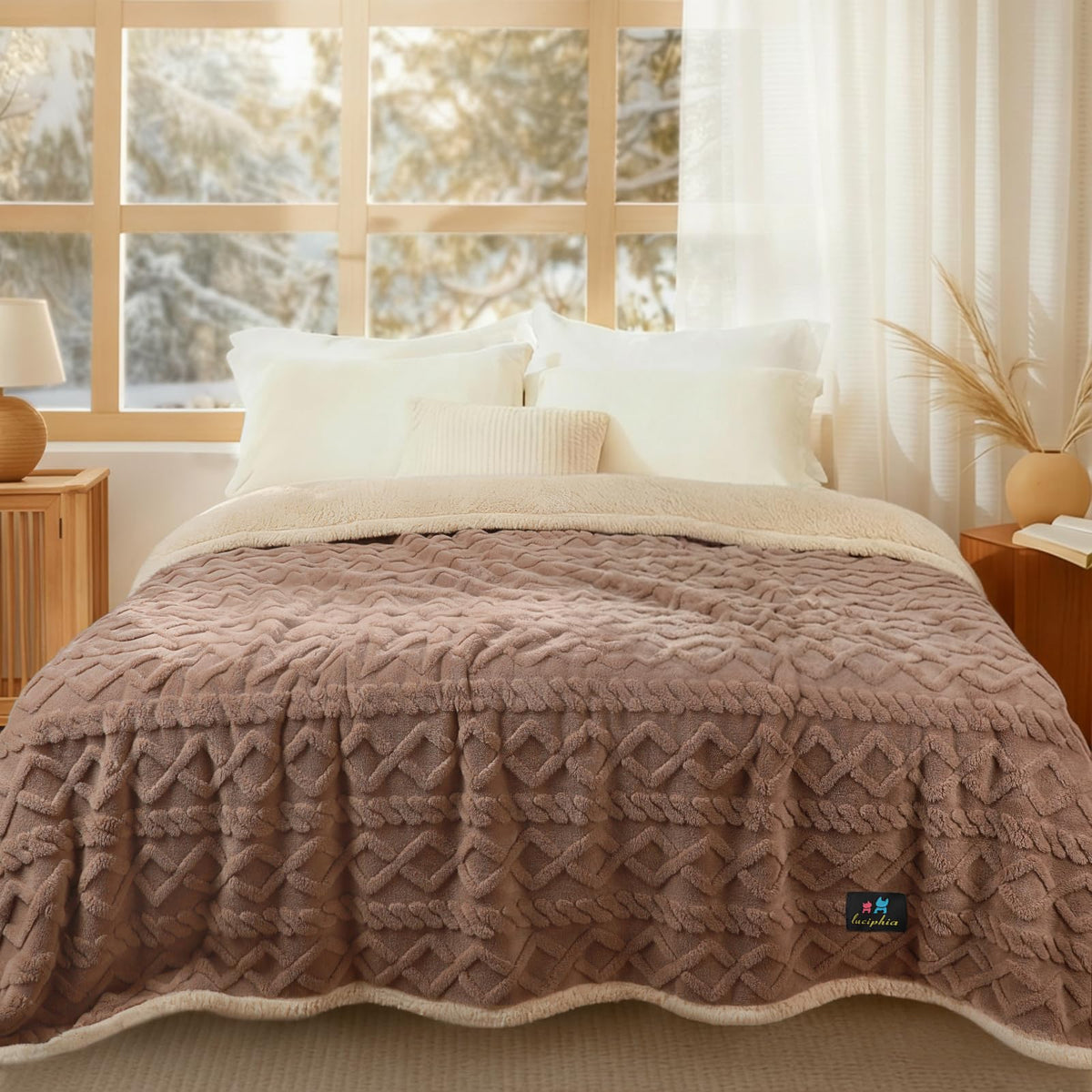 Luciphia Waterproof Blanket for Twin Bed Reversible Fleece Couch Cover