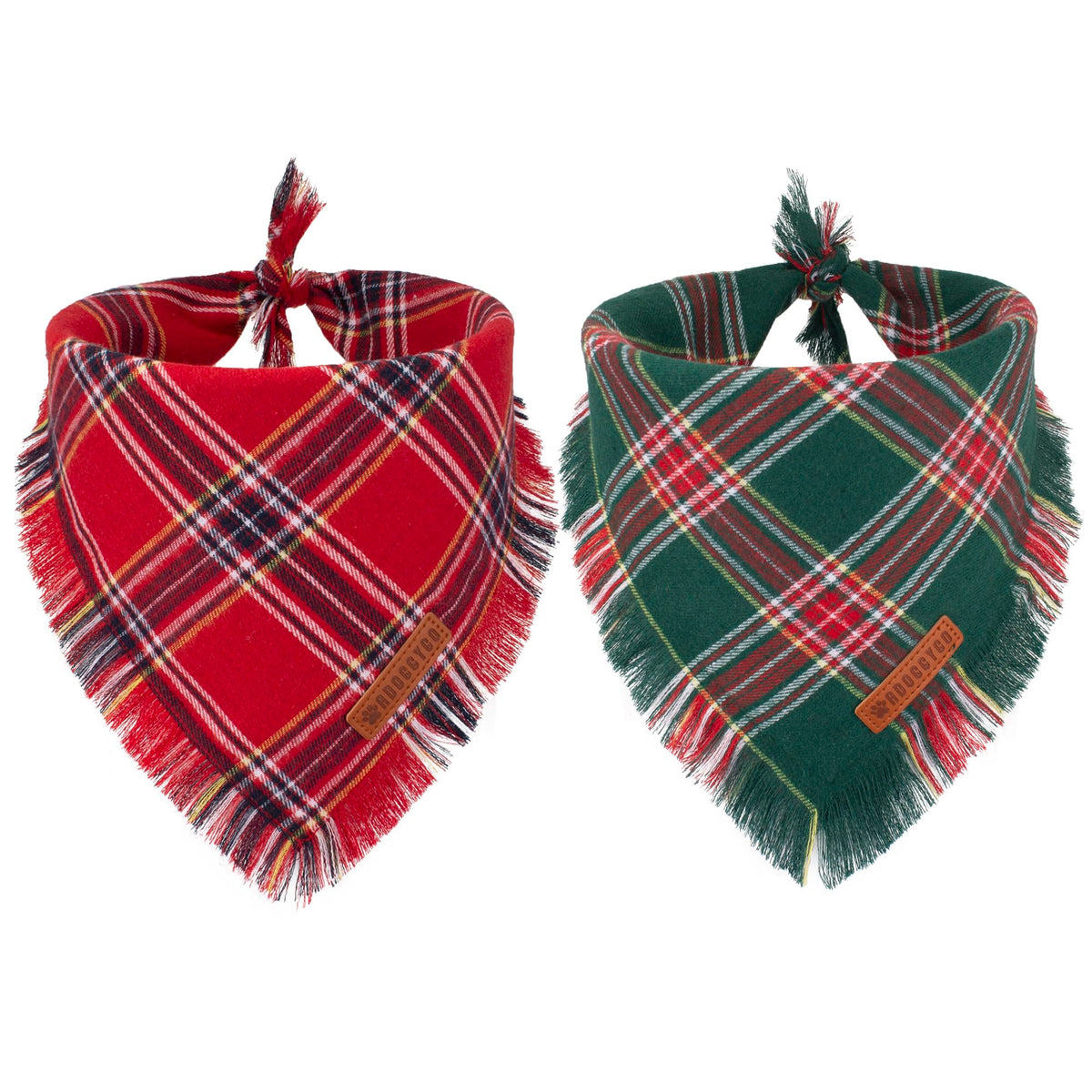 ADOGGYGO Fall Dog Bandana, Brown Plaid Thanksgiving Bandanas for Dogs, S