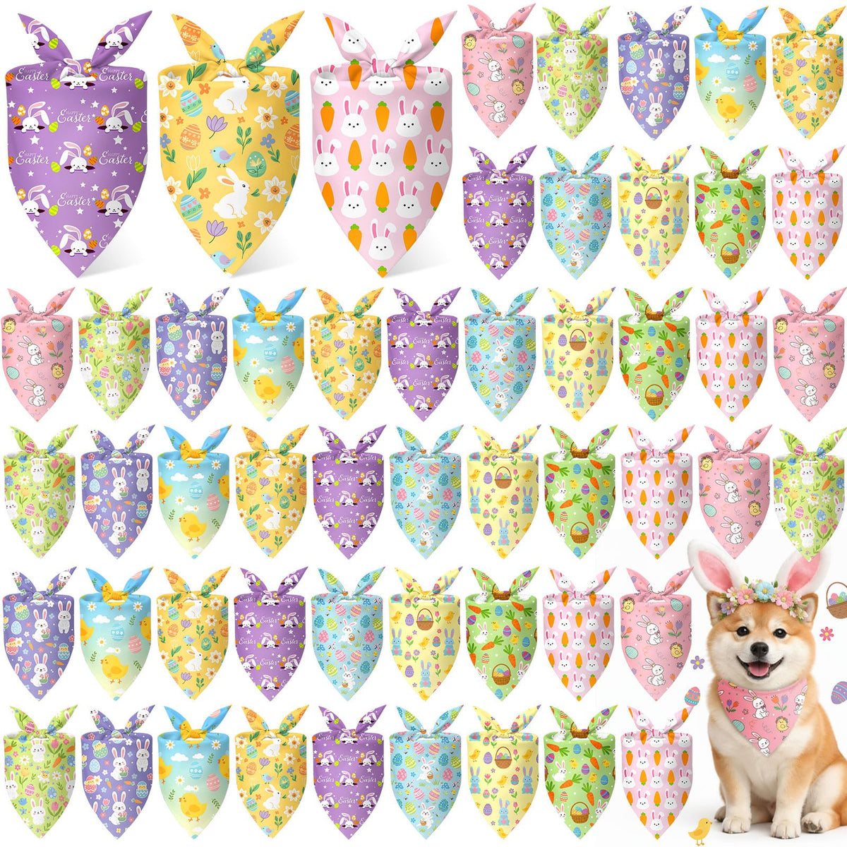 Weewooday 50 Pcs Fall Dog Bandanas Bulk for Autumn Pet Soft Bibs Adjustable Squirrel Fox Hedgehog Kerchief Bandana for Small Medium Large Grooming Accessories (Fall Animals, 25.6 x 17.7 x 17.7 Inch)