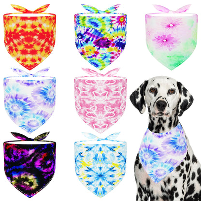 Paisley Dog Bandanas Bulk for Medium Dogs Sewn Edge 7 Pack M