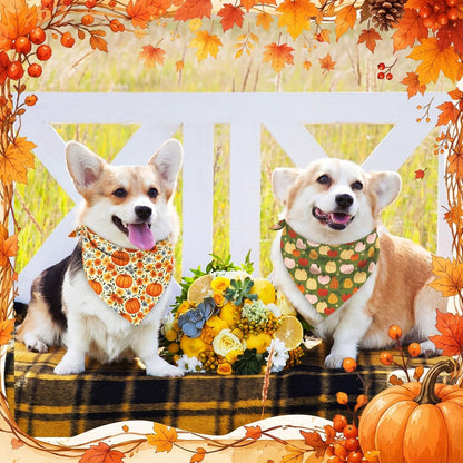 72 Pack Fall Dog Bandanas Bulk Autumn Triangle Pet Scarfs