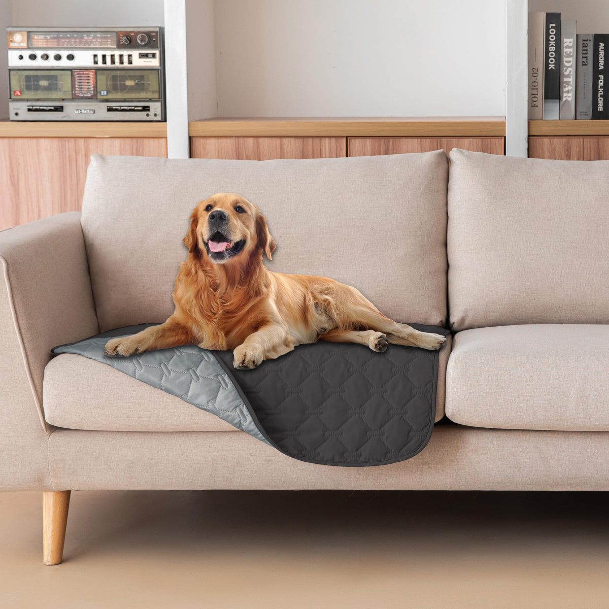 gogobunny Waterproof Pet Blanket for Bed, Washable Couch Cover for Dog Cat