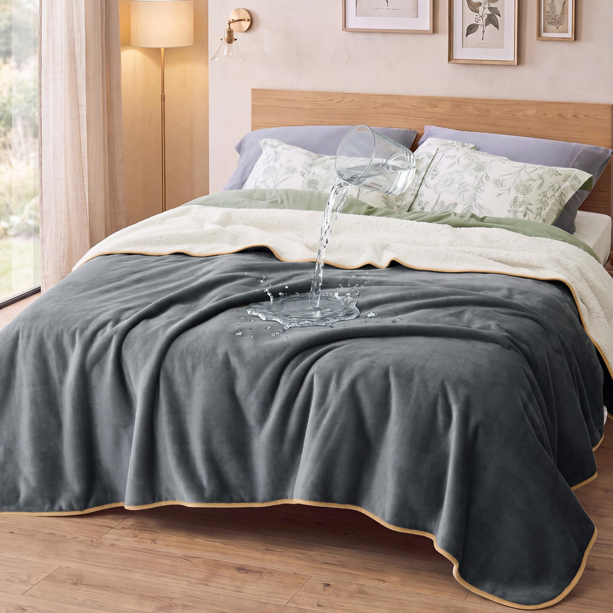 Bedsure Waterproof Dog Blankets for Large Dogs Sherpa Fleece Throw, 40X50