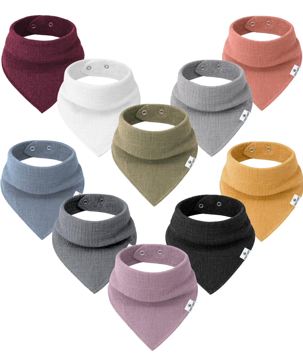 Diaper Squad 10-Pack Organic Cotton Baby Bibs for Baby Boy, Girl