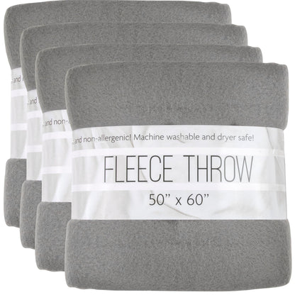 (24 Pack) Bulk Fleece 50x60 Throw Blankets for Wedding Favors, Homeless Women, Men, Homes, Bed, Sofa, Couch, Office, Pet Blankets, Travel | Soft Warm Lightweight Throw Blankets in Bulk (Black)