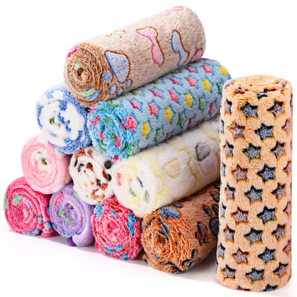Tatuo 12 Pcs 16x24 in Puppy Dog Blankets Fleece Cat Pet Blankets Soft Warm