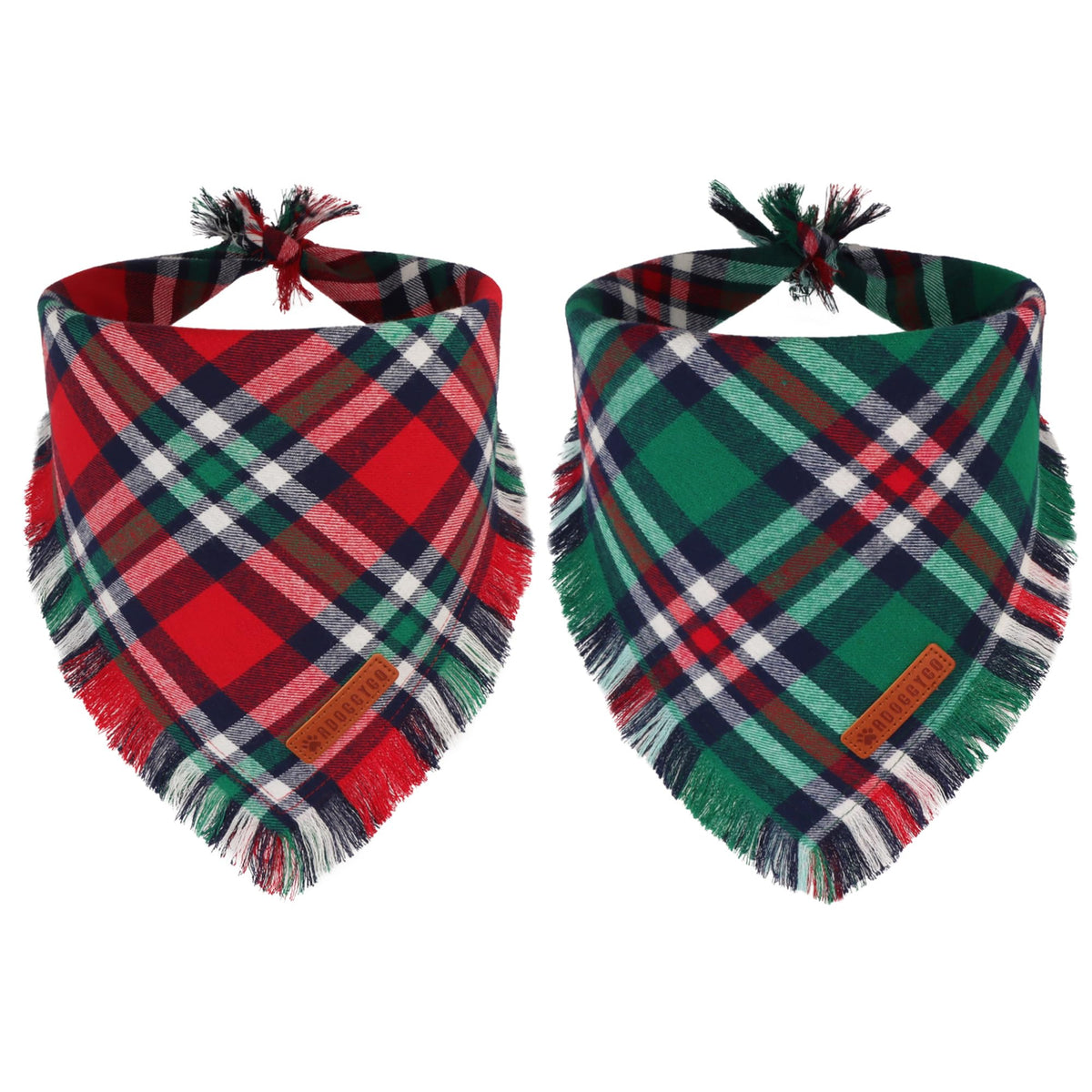 ADOGGYGO Fall Dog Bandana, Brown Plaid Thanksgiving Bandanas for Dogs, S