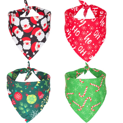 ADOGGYGO 4 Pack Dog Bandana Christmas Pet Scarf Triangle Bibs Kerchief Set Pet Christmas Costume Accessories Decoration for Large and X-Large Dogs (X-Large)