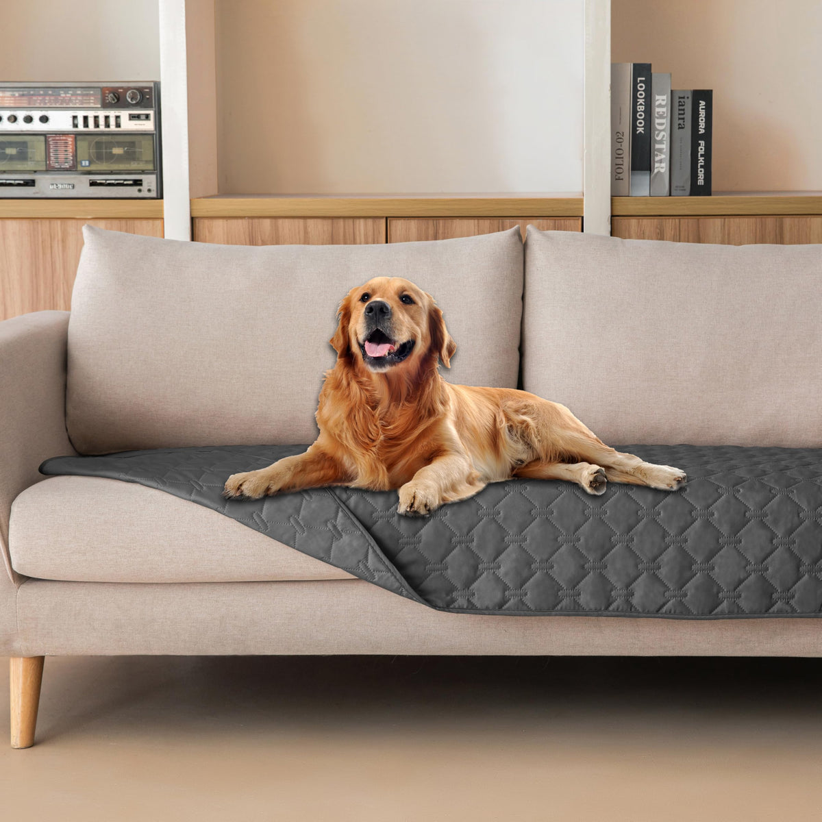 gogobunny Waterproof Pet Blanket for Bed, Washable Couch Cover for Dog Cat
