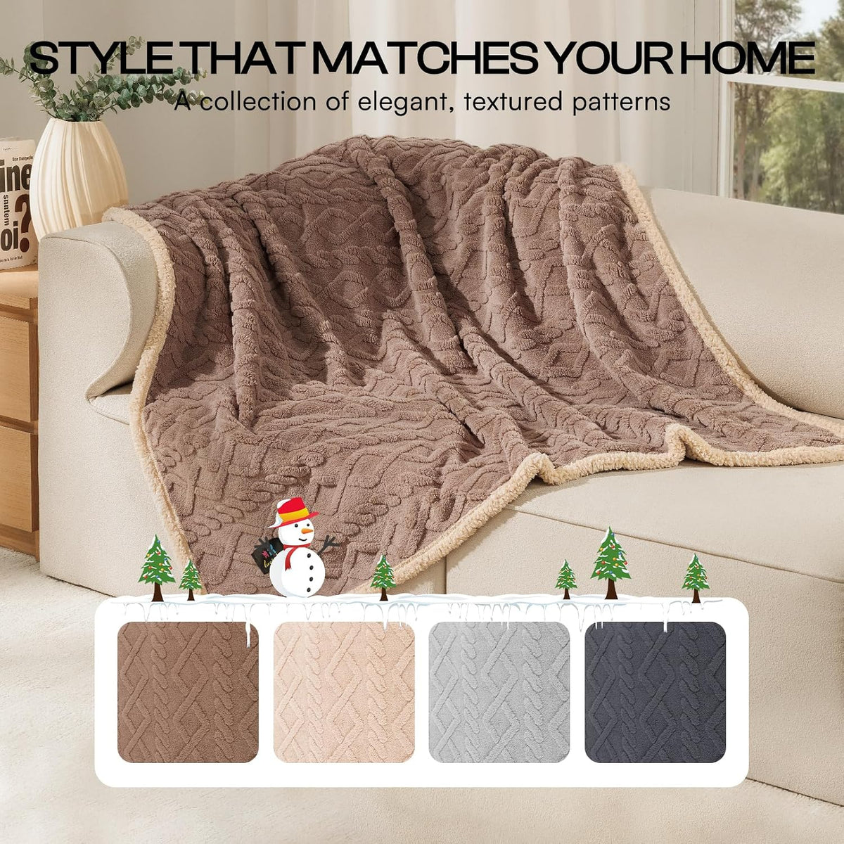Luciphia Waterproof Blanket for Twin Bed Reversible Fleece Couch Cover