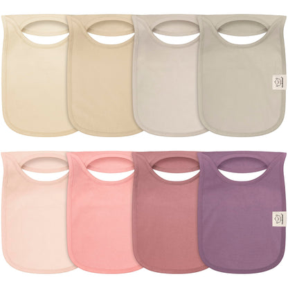 KeaBabies 8-Pack Bibs for Baby Girls, Boys Pullover Baby Bibs 6-36M (Brick)