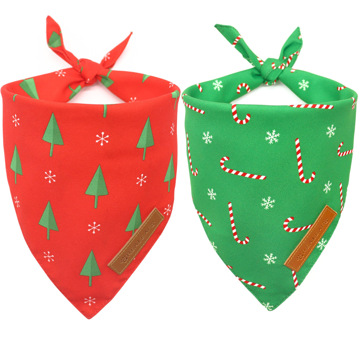 Realeaf Fall Dog Bandanas 2 Pack, Orange Plaid Pet Scarf for Boy and Girl, Premium Durable Fabric, Holiday Halloween Thanksgiving Bandana for Large and Extra Large Dogs (X-Large)