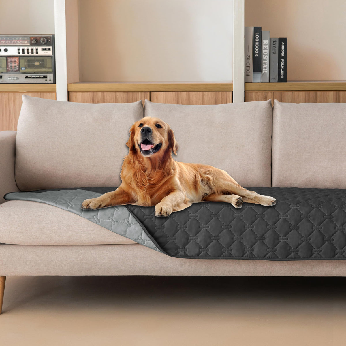 gogobunny Waterproof Pet Blanket for Bed, Washable Couch Cover for Dog Cat