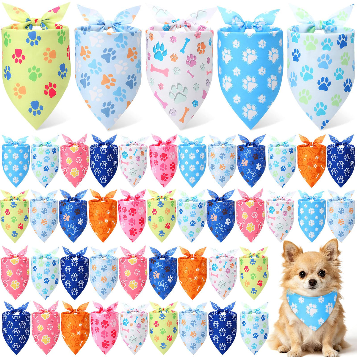 Weewooday 50 Pcs Fall Dog Bandanas Bulk for Autumn Pet Soft Bibs Adjustable Squirrel Fox Hedgehog Kerchief Bandana for Small Medium Large Grooming Accessories (Fall Animals, 25.6 x 17.7 x 17.7 Inch)