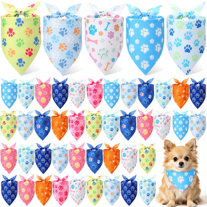 Weewooday 50 Pcs Fall Dog Bandanas Bulk for Autumn Pet Soft Bibs Adjustable Squirrel Fox Hedgehog Kerchief Bandana for Small Medium Large Grooming Accessories (Fall Animals, 25.6 x 17.7 x 17.7 Inch)