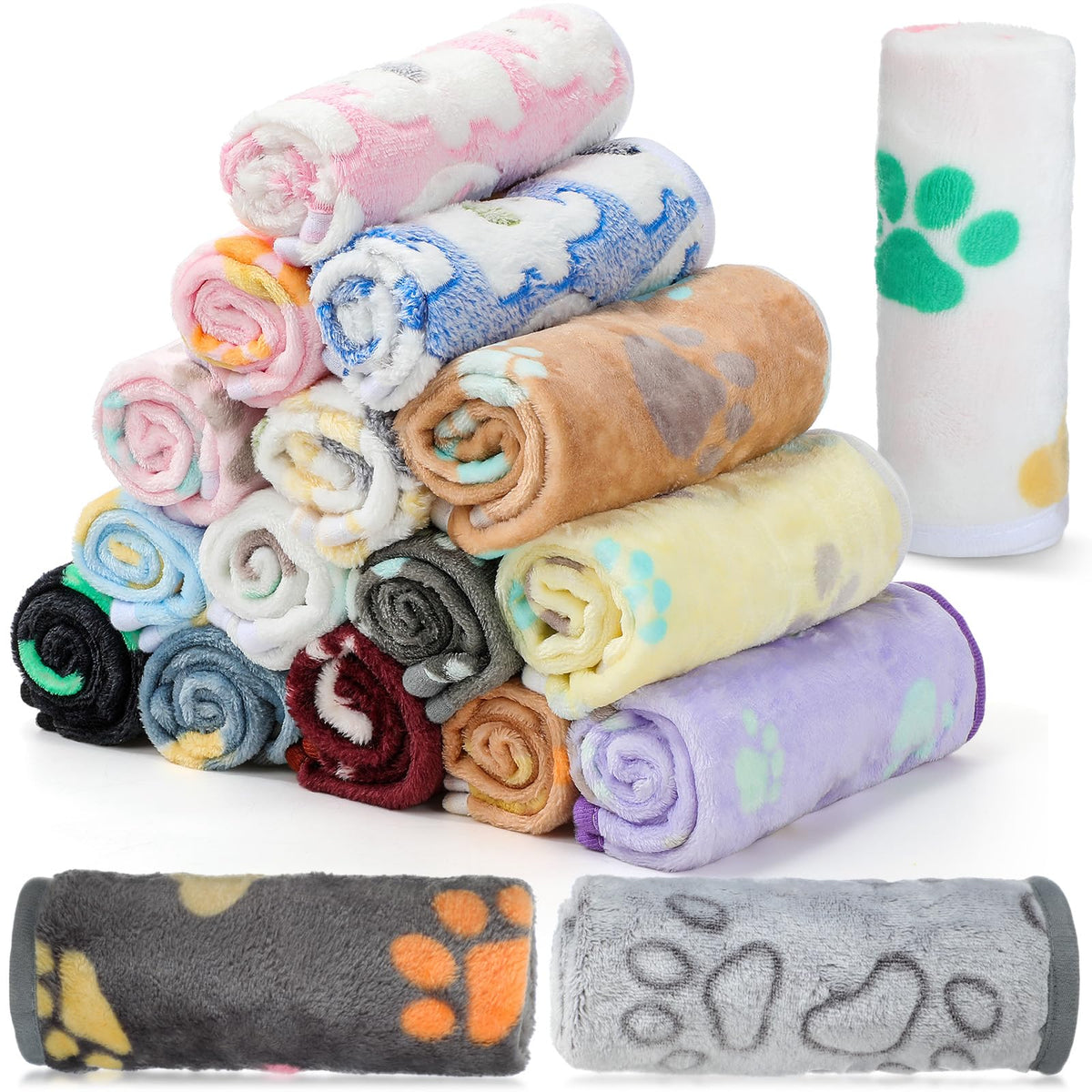 Chumia 18 Pcs Fleece Puppy Blanket for Dog Cat, 23 X 16 Inch, Sweet