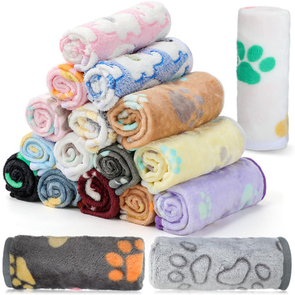 Chumia 18 Pcs Fleece Puppy Blanket for Dog Cat, 23 X 16 Inch, Sweet