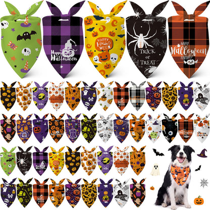 Sanwuta 60 Pcs Christmas Dog Bandanas Bulk Xmas Pet Bib Scarf, Santa Medium