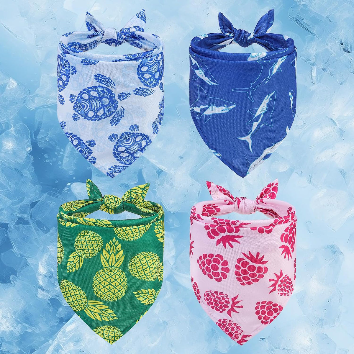 BEAUTYZOO Dog Cooling Bandana 4 Pack,Instant Ice Cooling Scarf for Large Dogs, Reusable Adjustable Cooling Neck Wrap, Chill Out Summer Bandanas for Dogs Heat Relief & Sunstroke Protection, Size XL