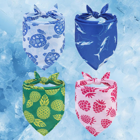 BEAUTYZOO Dog Cooling Bandana 4 Pack,Instant Ice Cooling Scarf for Large Dogs, Reusable Adjustable Cooling Neck Wrap, Chill Out Summer Bandanas for Dogs Heat Relief & Sunstroke Protection, Size XL