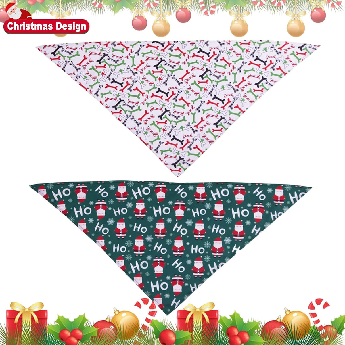 ADOGGYGO 4 Pack Dog Bandana Christmas Pet Scarf Triangle Bibs Kerchief Set Pet Christmas Costume Accessories Decoration for Large and X-Large Dogs (X-Large)