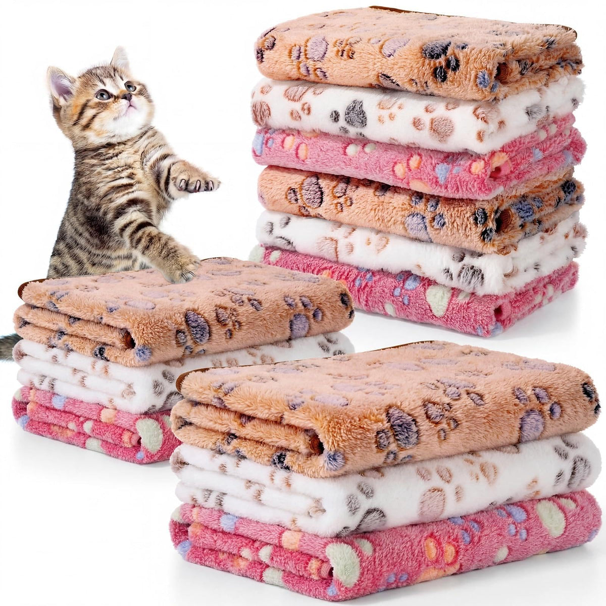 Tegeme 12 Pcs Puppy Blanket for Cat, 30 x 20 Inch White