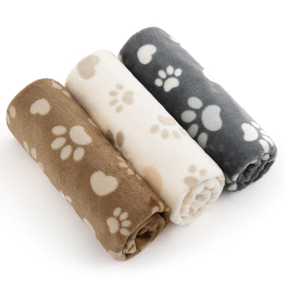 Bedsure Dog Blanket for Small Dogs Puppy, Flannel Fleece, 3-Pack 23x16