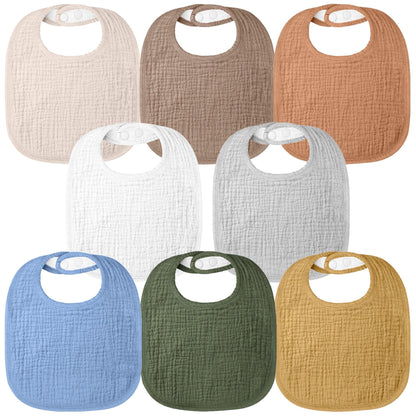 Bearmoss Baby Bibs for Drooling and Teething 100% Cotton Muslin Bibs