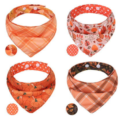 PAWCHIE Dog Bandanas Small Reversible Styles Pet Triangle Scarf Bibs - Adjustable with Two Snaps - Kerchief Set Accessories for Dogs, Puppy, Cats
