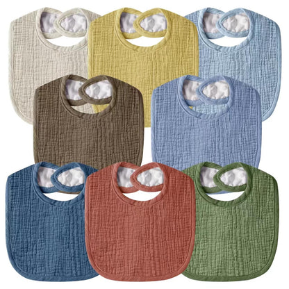 Muslin Baby Bibs for Unisex Boys Girls, Cotton Drool Bibs, Adjustable Newborn Bibs for Drooling and Teething
