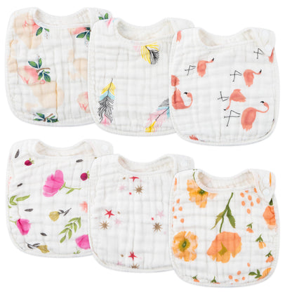 Zainpe 6Pcs Snap Muslin Cotton Baby Bibs
