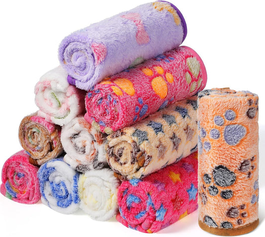 Tatuo 12 Pcs 16x24 in Puppy Dog Blankets Fleece Cat Pet Blankets Soft Warm