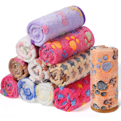 Tatuo 12 Pcs 16x24 in Puppy Dog Blankets Fleece Cat Pet Blankets Soft Warm