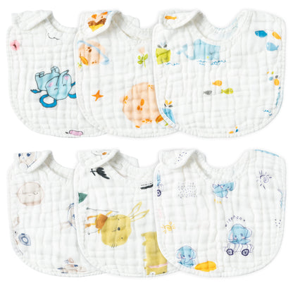 Zainpe 6Pcs Snap Muslin Cotton Baby Bibs