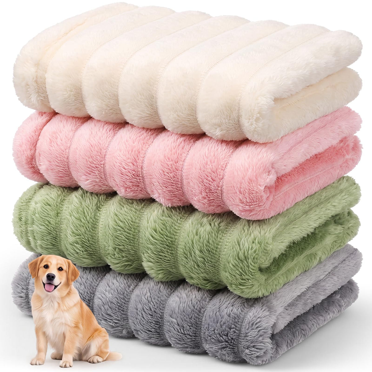 Irenare 4 Pack Fleece Pet Blanket for Small Dog Cat Cage Pad, 16 x 23 Inch