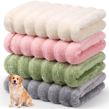 Irenare 4 Pack Fleece Pet Blanket for Small Dog Cat Cage Pad, 16 x 23 Inch