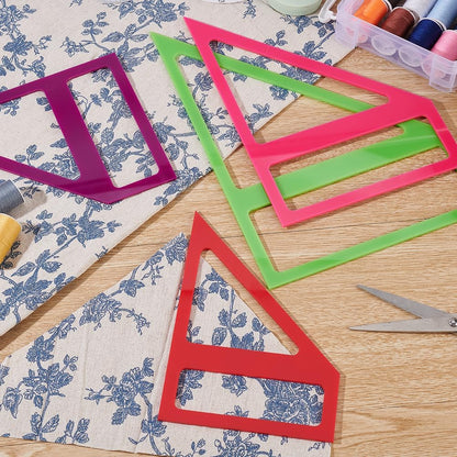OLYCRAFT 4Pcs 4 Sizes Dog Bandana Sewing Template Set 5/5.5/6/7.5 inch Long Reversible Trapezoid Template Quilting Acrylic Quilting Template Stencil for Dogs Cats Pets Bib Bandana Headscarf Making