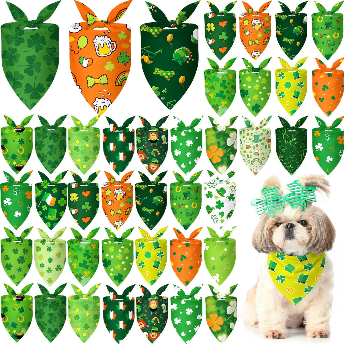 Abbylike 50 Pcs Halloween Dog Bandanas Bulk, Pumpkin Ghost Bat Skull