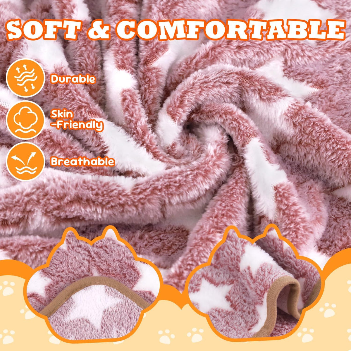 3 Pcs Dog Blanket Super Soft Pet Puppy Blankets Calming Dog Blankets for Small, Medium Large Dogs Warm Sleep Mat Washable Dog Blanket for Puppy Cat (42"×30")