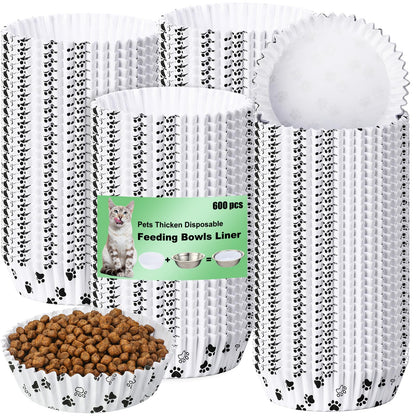 meekoo 600 Pcs Disposable Pet Bowl Liner for Cat Dogs, White, Classic