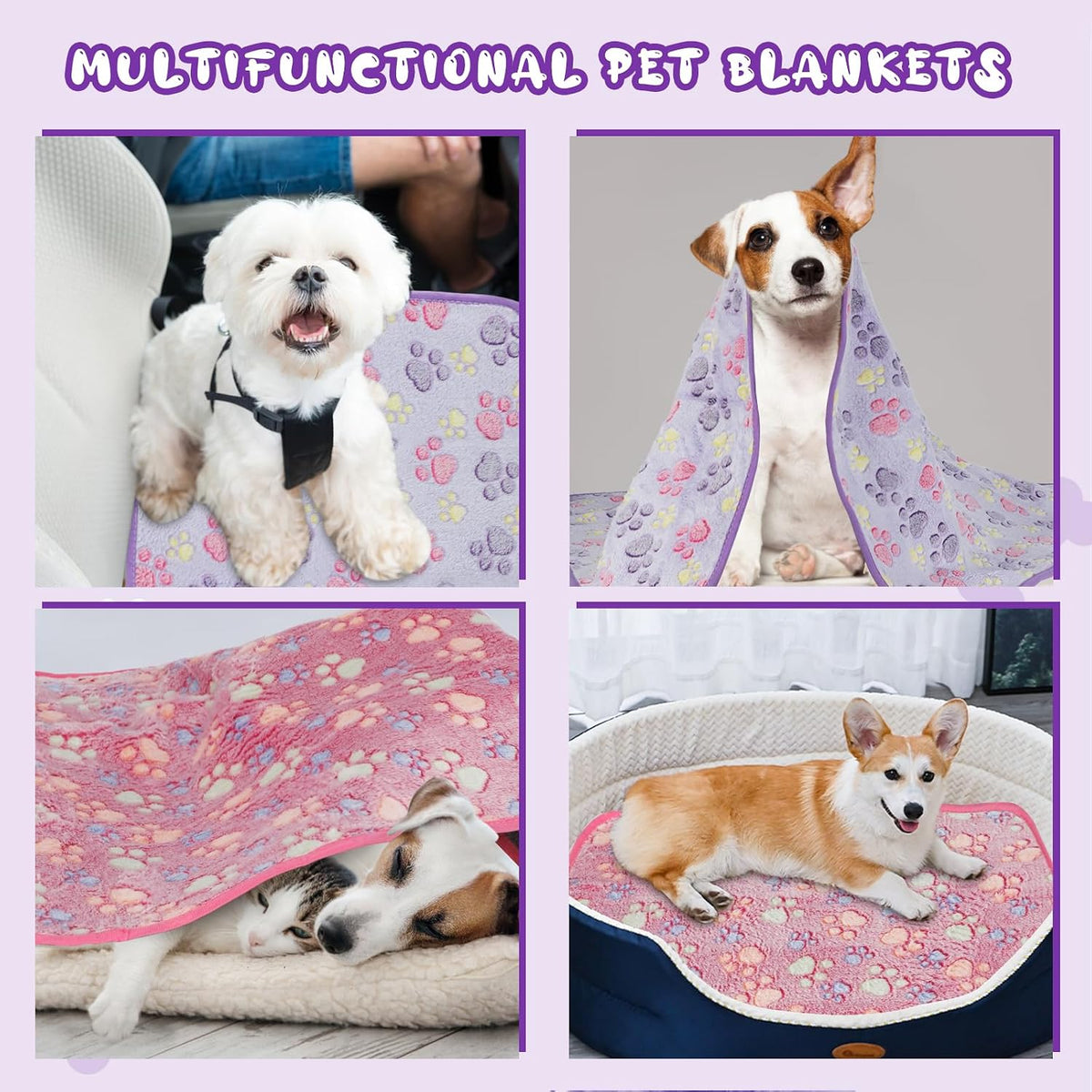 YUEPET 2 Pack Puppy Waterproof Blankets for Small Dogs, Dog Blanket 23"x16"
