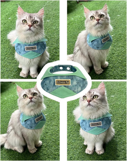 Adorable Adjustable cat bib and Dog Bandana - Cute Gingham Print Drool bib for Pets, Stylish Accessories to Keep Fur Clean (Green, M)