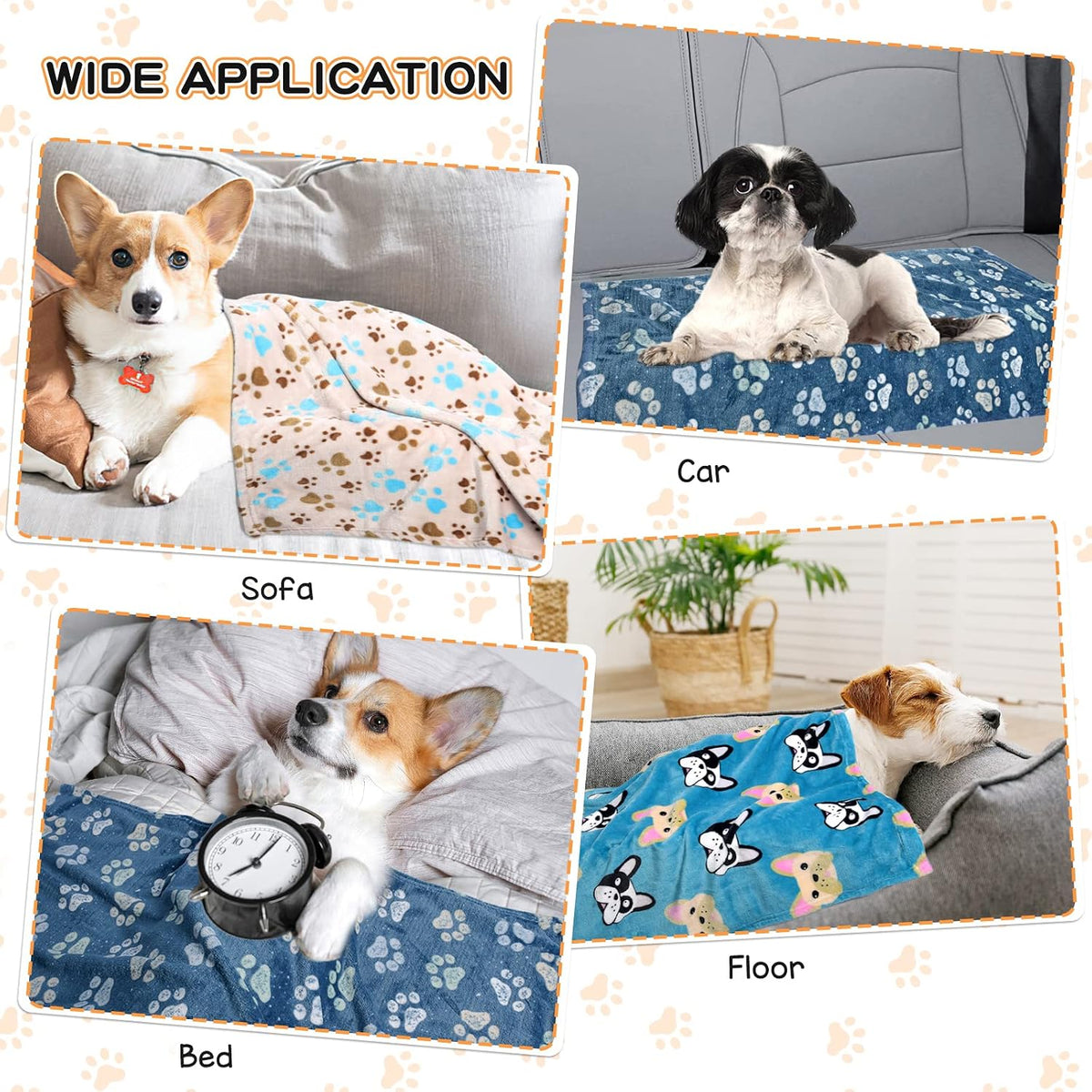 Rezutan Blanket for Large Dogs & Cats Soft Reversible Cute Paw 40"x31"
