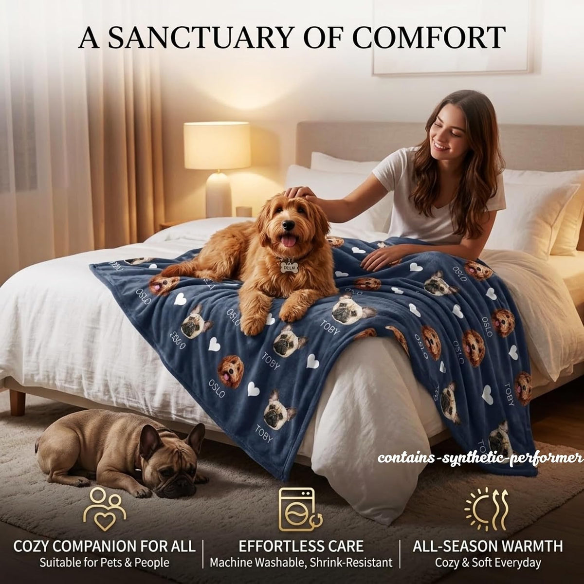 Custom Blanket with Pet Picture & Name, Personalized Photo Funny Cat Dog Face Throw Blanket, Printed Soft Warm Plush Fleece Customized Blanket for Couch Bed Sofa, Gifts for Dog Dad Mom Pet Lovers