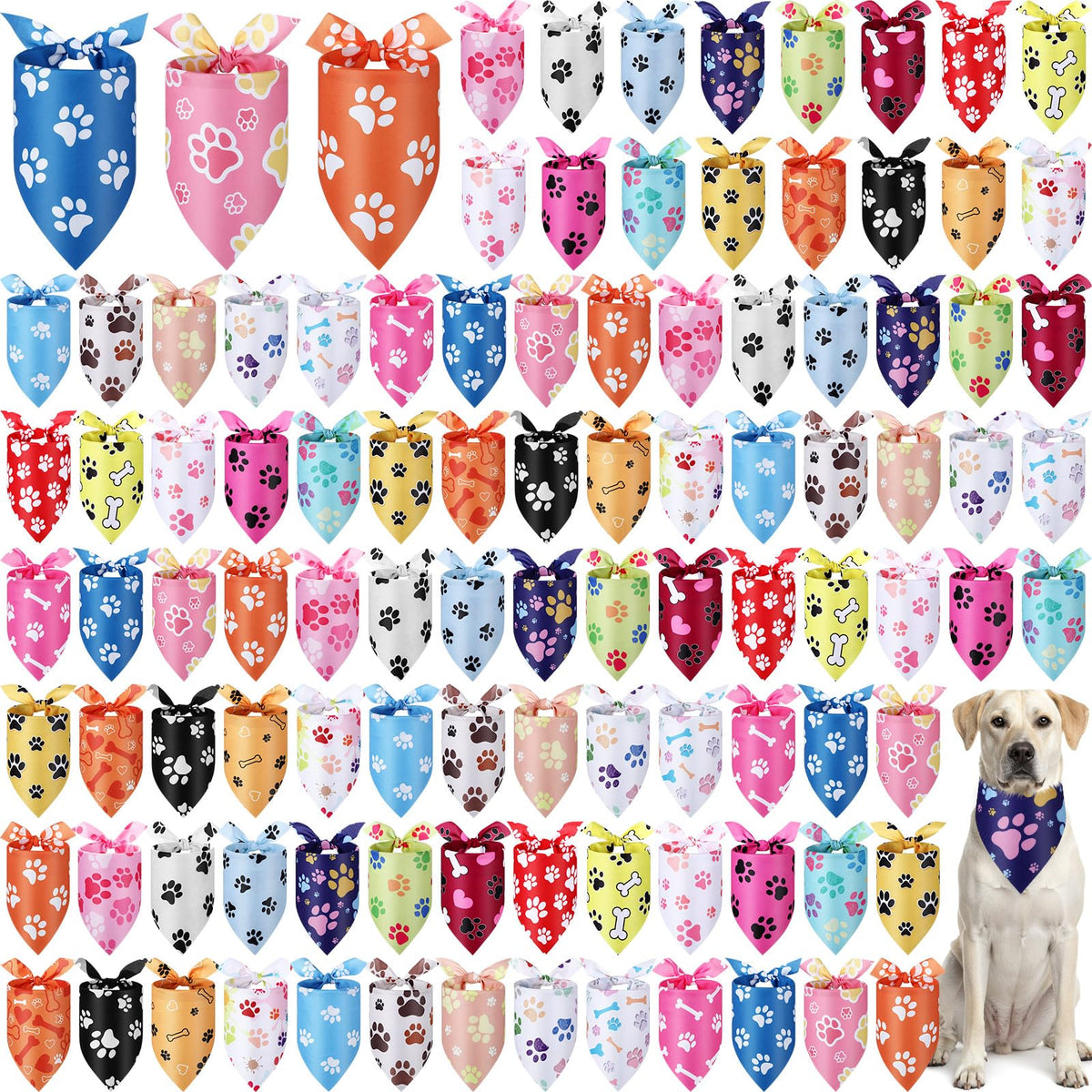 Abbylike 100 Pcs Summer Hawaiian Dog Bandanas Bulk, Tropical Fruits