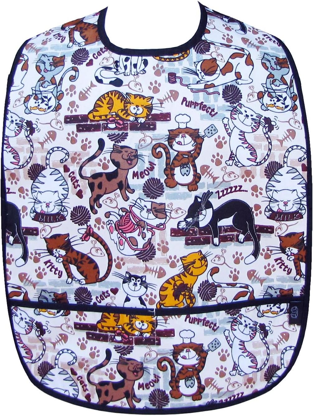 Two Lumps of Sugar Adult Clothing Protector Bib with Front Pockets (Pretty Purrfect Cats), Cooking, Baking, Grilling, Crafting, Gardening, Pet Grooming, 100% cotton