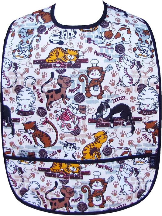 Two Lumps of Sugar Adult Clothing Protector Bib with Front Pockets (Pretty Purrfect Cats), Cooking, Baking, Grilling, Crafting, Gardening, Pet Grooming, 100% cotton