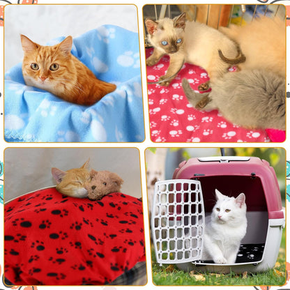 Tegeme 12 Pcs Fleece Blanket for Pet Dog Puppy,Cute Style,12 x 12 Inches